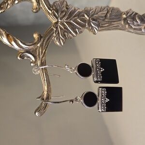 Onyx and Sterling Silver Dangle Earrings